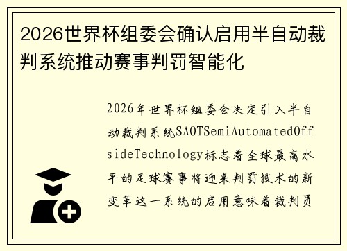 2026世界杯组委会确认启用半自动裁判系统推动赛事判罚智能化 2026世界杯组委会确认启用半自动裁判系统推动赛事判罚智能化